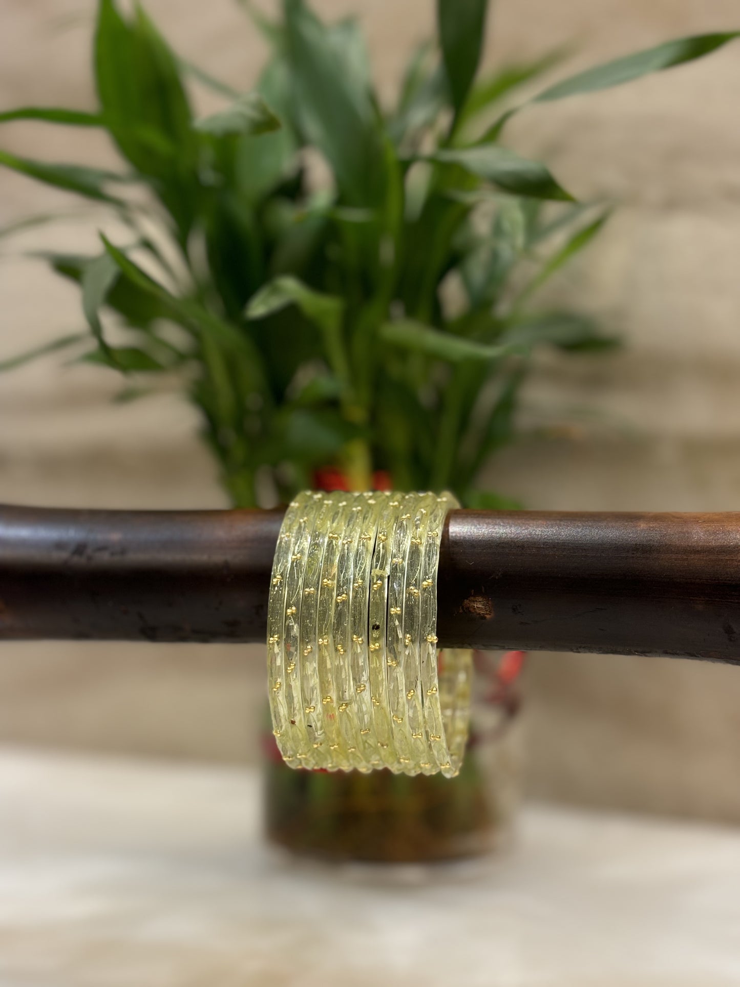 Raindrop Pastel Yellow Bangles