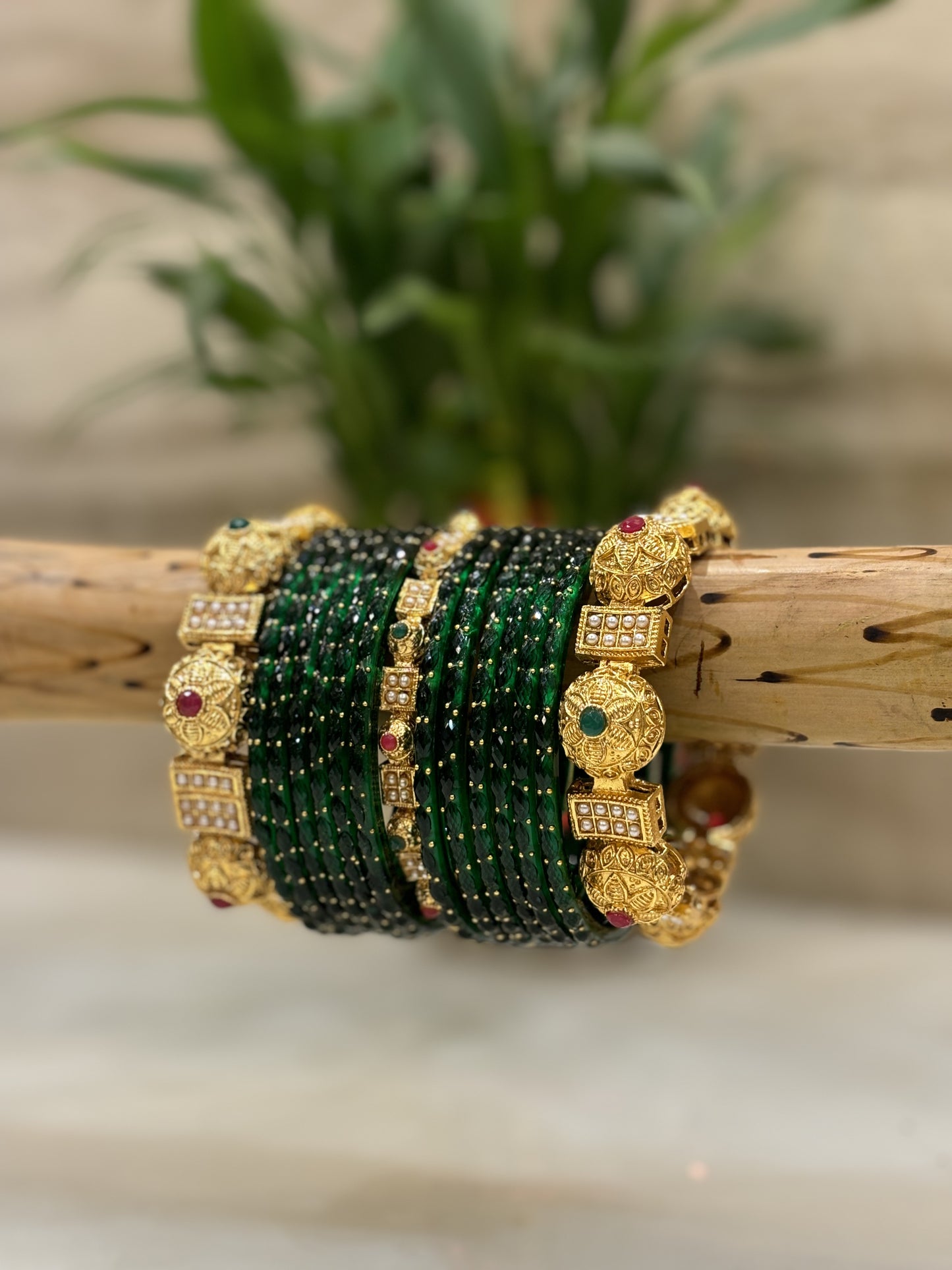 Raindrop Green Bangles