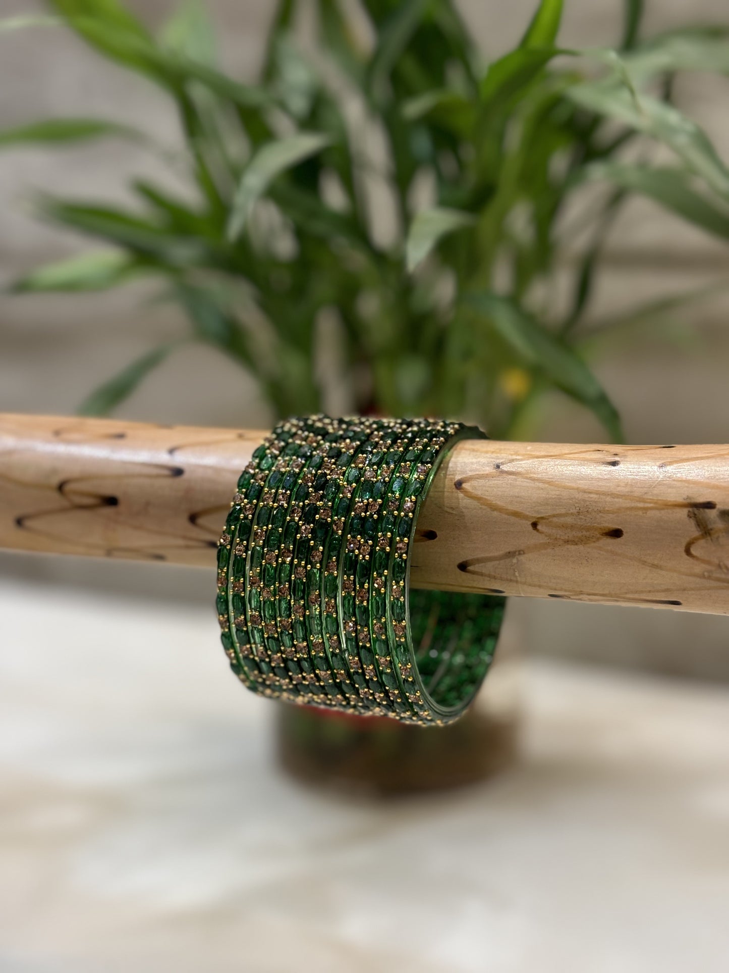 Diamond Cut Emerald Green Bangles