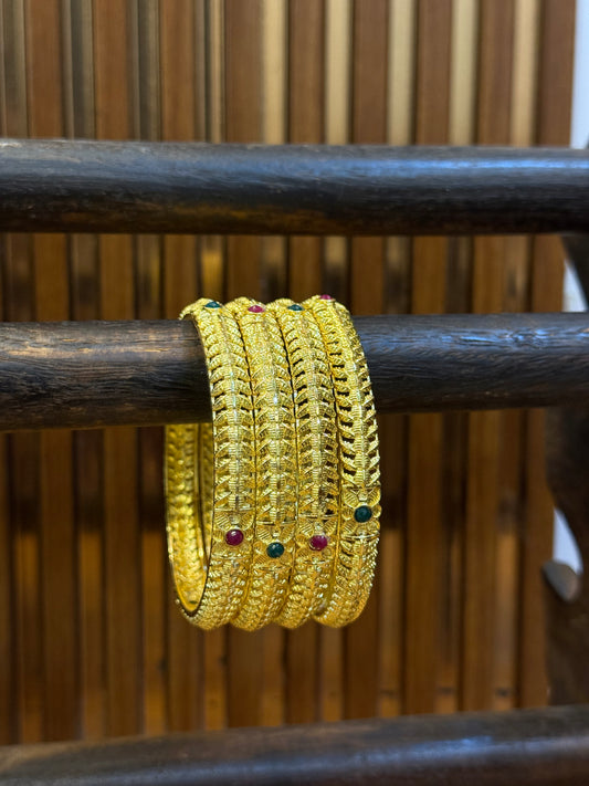 Heritage Ruby-Emerald Gold Bangles