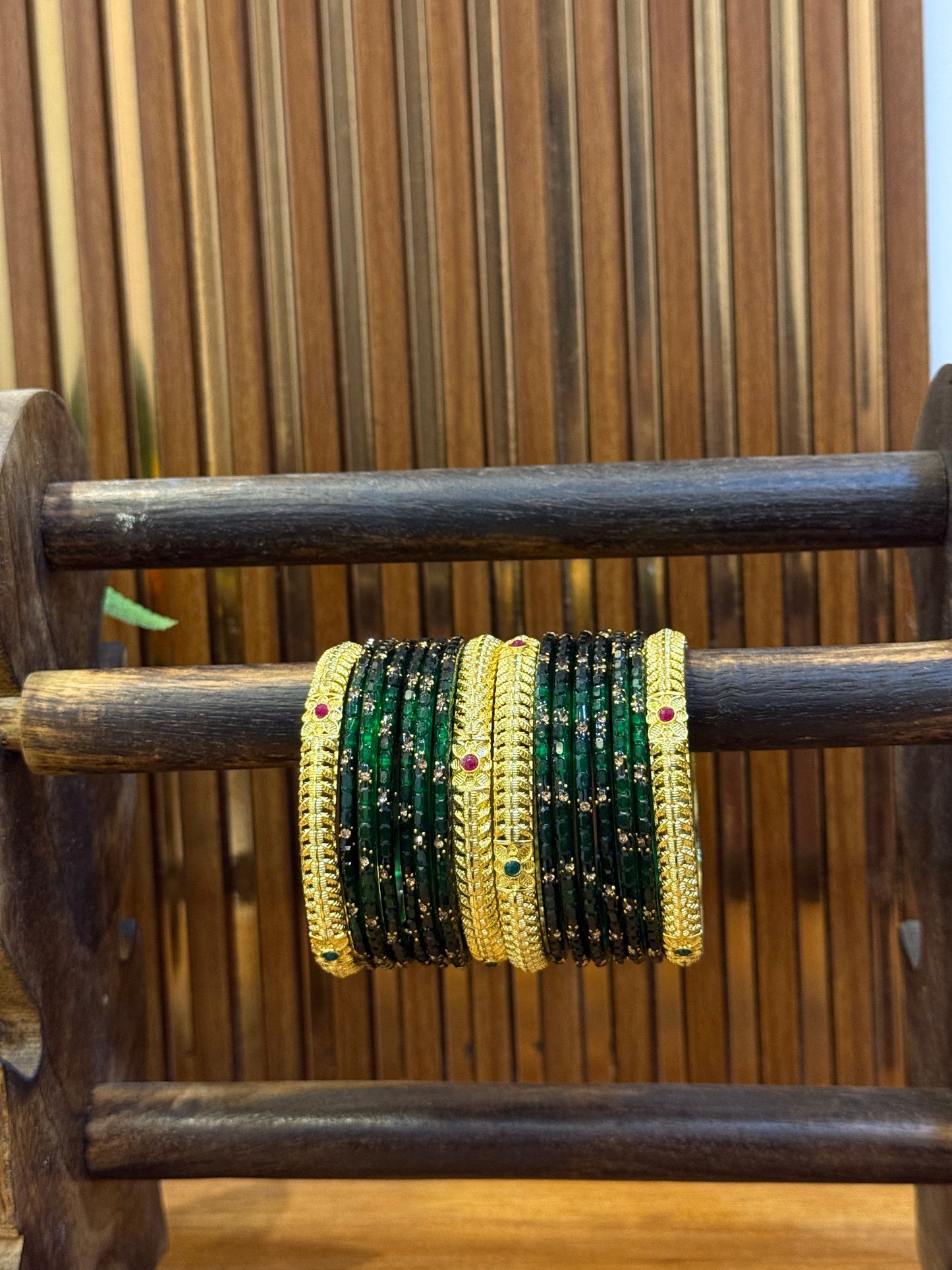 Heritage Ruby-Emerald Gold Bangles