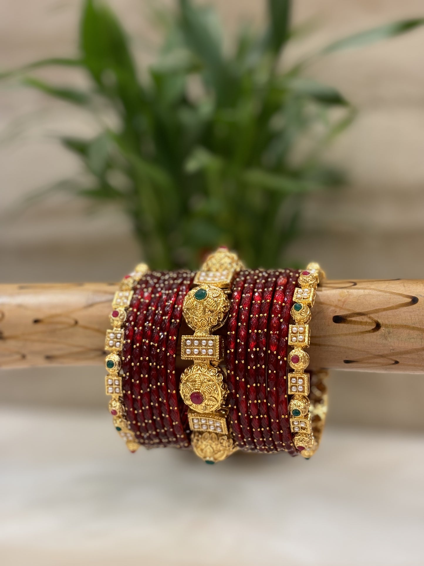 Raindrop Maroon Bangles