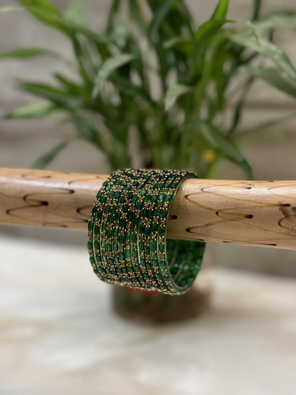 Diamond Cut Emerald Green Bangles
