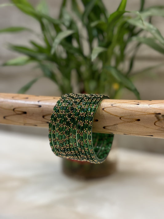 Diamond Cut Emerald Green Bangles